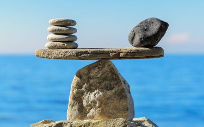 Balanced pebbles on a rock